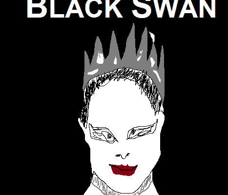 A shitty, MS paint picture parody of Black Swan movie poster