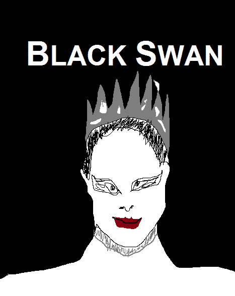 A shitty, MS paint picture parody of Black Swan movie poster