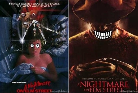 Comparing the movie poster from the original Nightmare on Elm Street to the 2010 remake