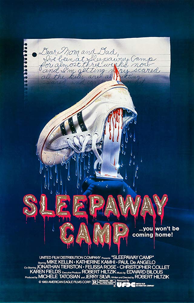 Poster for Sleepaway Camp, a horror movie being reviewed on Horror Movie Talk podcast