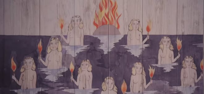 This wood panel illustration shows what the Midsommar festival is really about