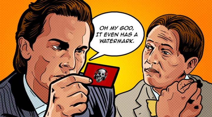 American Psycho business card illustration horror movie talk