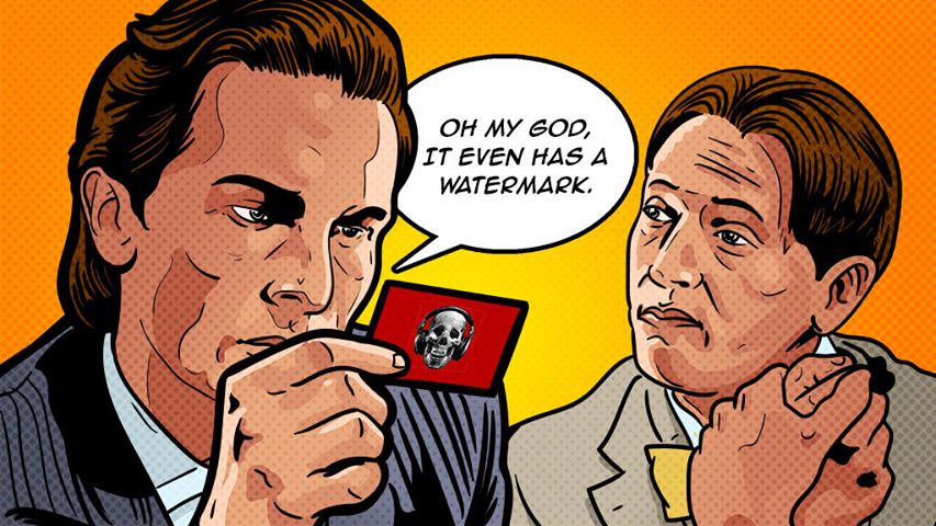 American Psycho business card illustration horror movie talk