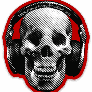 Horror Movie Talk Old Logo Skull With Headphones Sticker