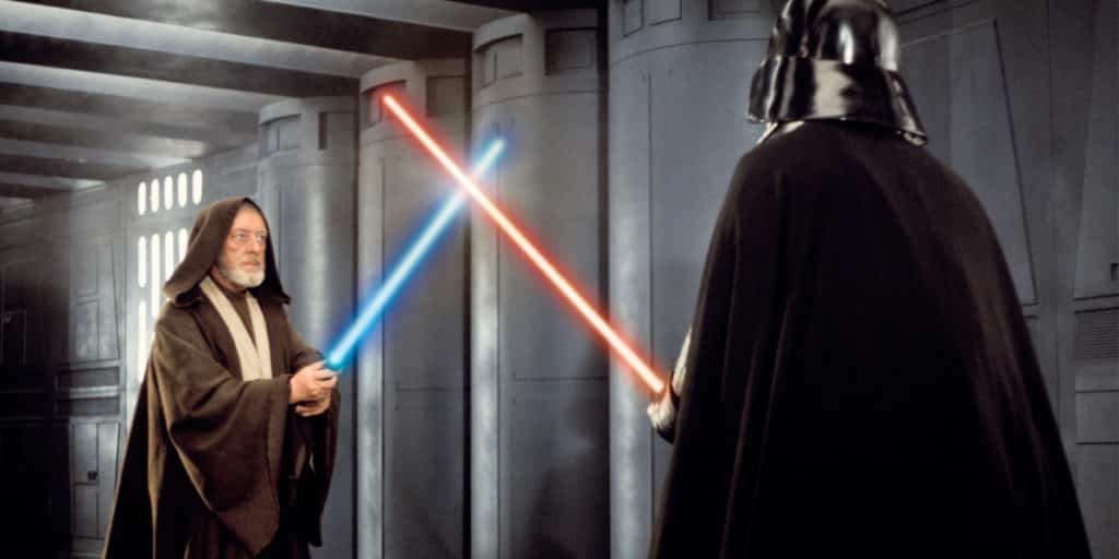 Obi Wan and Darth Vader dueling