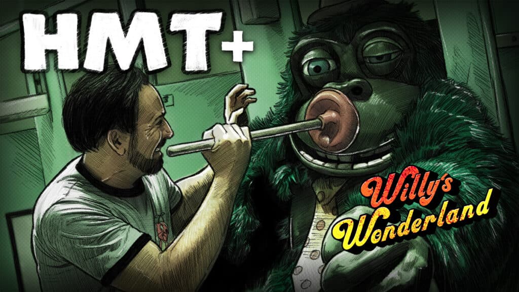Willy's wonderland illustration by horror movie talk podcast