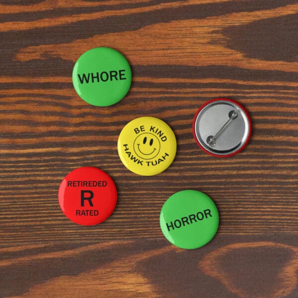 VHS Sticker Inspired Pins for HMT Whores - Image 4